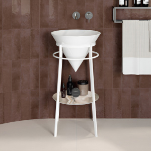 Консоль с раковиной Kerama Marazzi Cono 44 полка бежевая, раковина белая