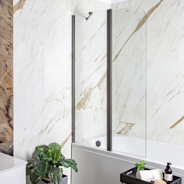 Шторка на ванну AVS Асти Дуо 100 см левая профиль оружейная сталь, прозрачное стекло