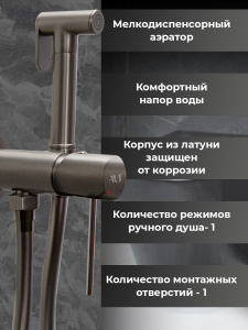 Гигиенический душ со смесителем AVS Slimmer оружейная сталь Гигиенический душ со смесителем AVS Slimmer оружейная сталь