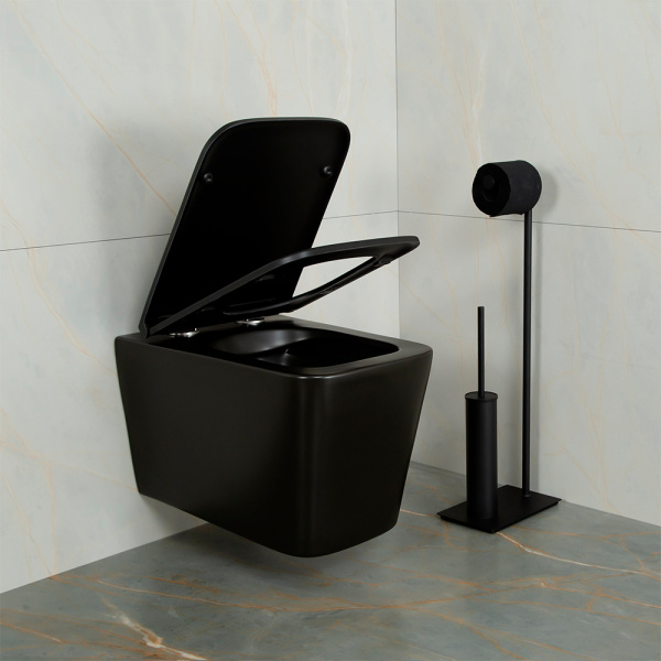 Унитаз подвесной AVS Куб безободковый, черный матовый