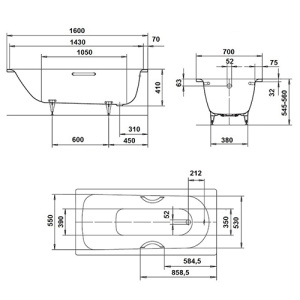 Стальная ванна 160x70 Saniform Plus KALDEWEI 1117.3000.3001 Стальная ванна 160x70 Saniform Plus KALDEWEI 1117.3000.3001