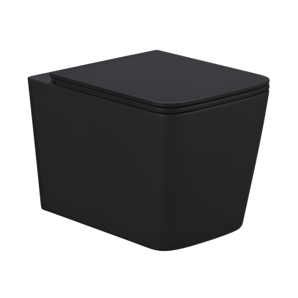 Унитаз подвесной AVS Куб безободковый, черный матовый