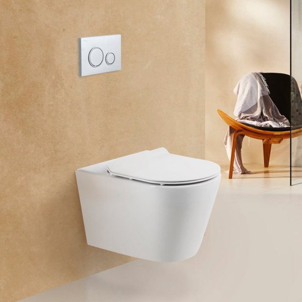 Унитаз подвесной BelBagno Flay-R BB053CHR+BB2111SC безободковый, белый