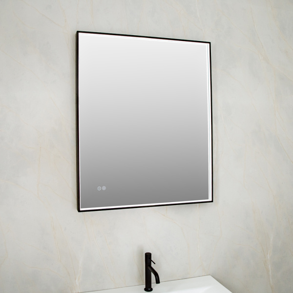 Зеркало с подсветкой AVS ZH 75x90 см, антипар, черное матовое