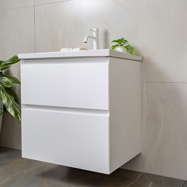 Тумба с раковиной AVS Гармония 60 белая (раковина 01 белая глянцевая)