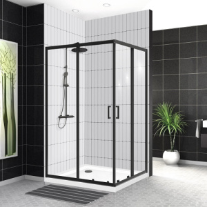 Душевой уголок BelBagno Uno UNO-195-AH-2-120/90-C-NERO 120х90 профиль черный, прозрачное стекло