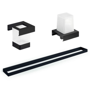 Комплект аксессуаров на рейлинге со стаканом и дозатором черный INDISSIMA INDA