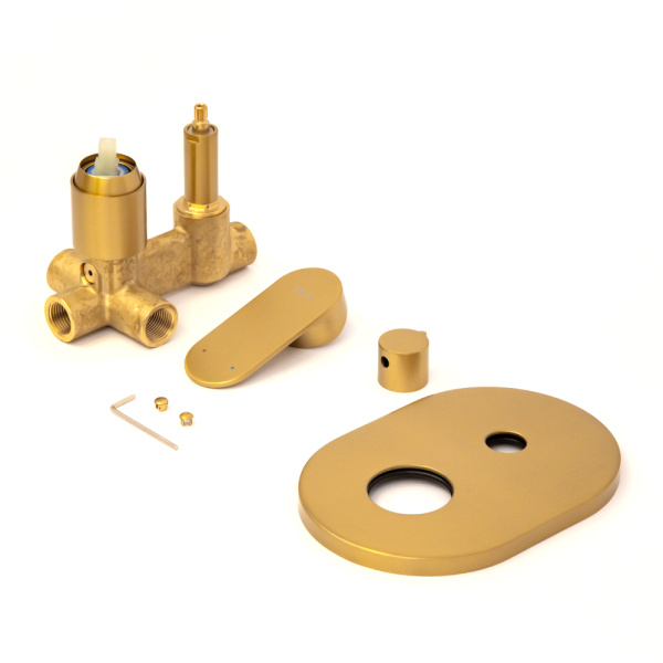 Смеситель для ванны и душа AVS Beauty с внутренней частью, брашированное золото