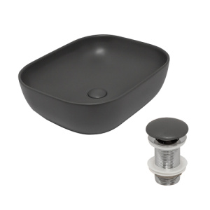 Раковина AVS Клара 51x40 темно-серая матовая с донным клапаном