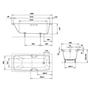 Стальная ванна 1800х800 Cayono Kaldewei 2751.3000.3001 Стальная ванна 1800х800 Cayono Kaldewei 2751.3000.3001