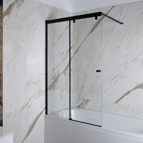 Шторка на ванну AVS Перла 100 L профиль черный матовый, стекло прозрачное