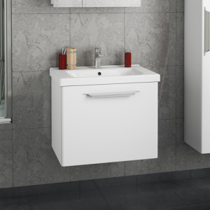 Тумба 650 1 ящ + Раковина Гармония Белый мат Lande DIBORG